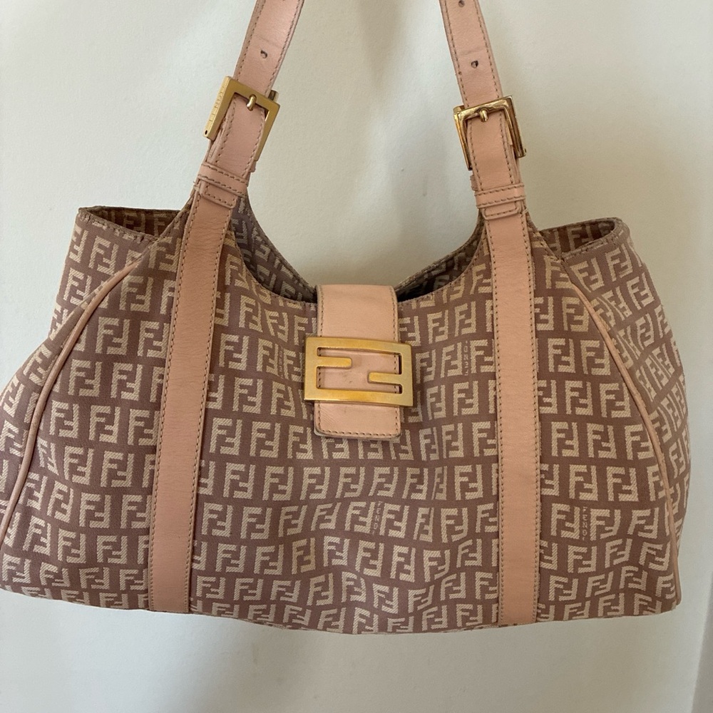 Blush pink Fendi Zucchino shoulder bag